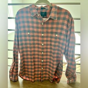Men’s J.Crew Large slim flannel salmon and grey